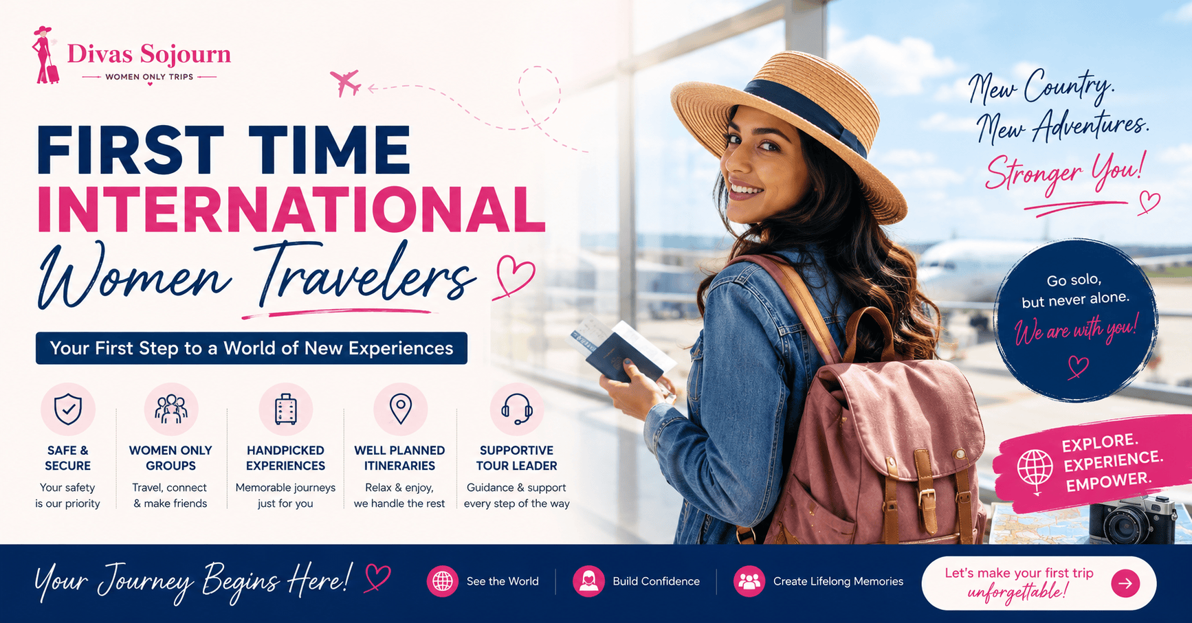 First time international women travelers